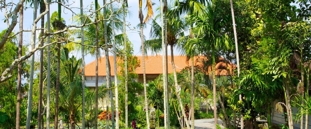 Puri Lukisan Museum which includes a pond, a garden and a luxury hotel or resort
