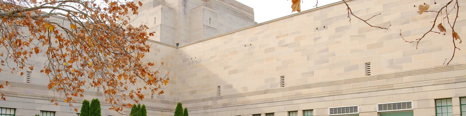 Australian War Memorial featuring a memorial and autumn colours