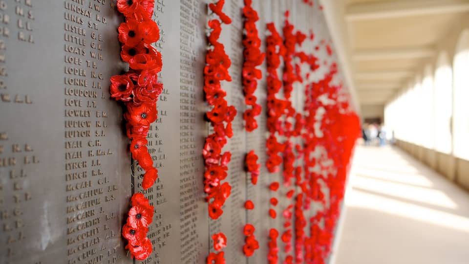 Australian War Memorial which includes flowers and a memorial