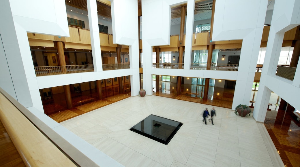 Parliament House showing interior views, an administrative building and modern architecture