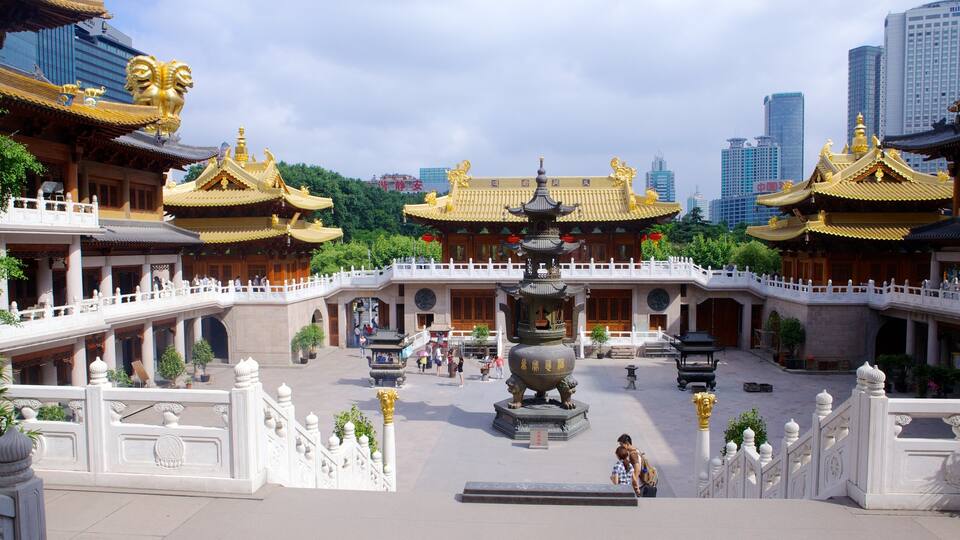 Jing An Temple featuring a temple or place of worship and religious elements