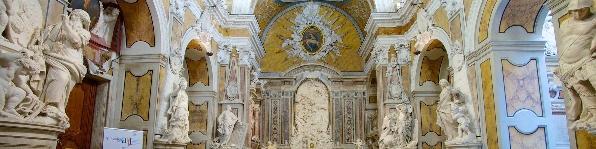 Sansevero Chapel featuring a church or cathedral, religious elements and interior views