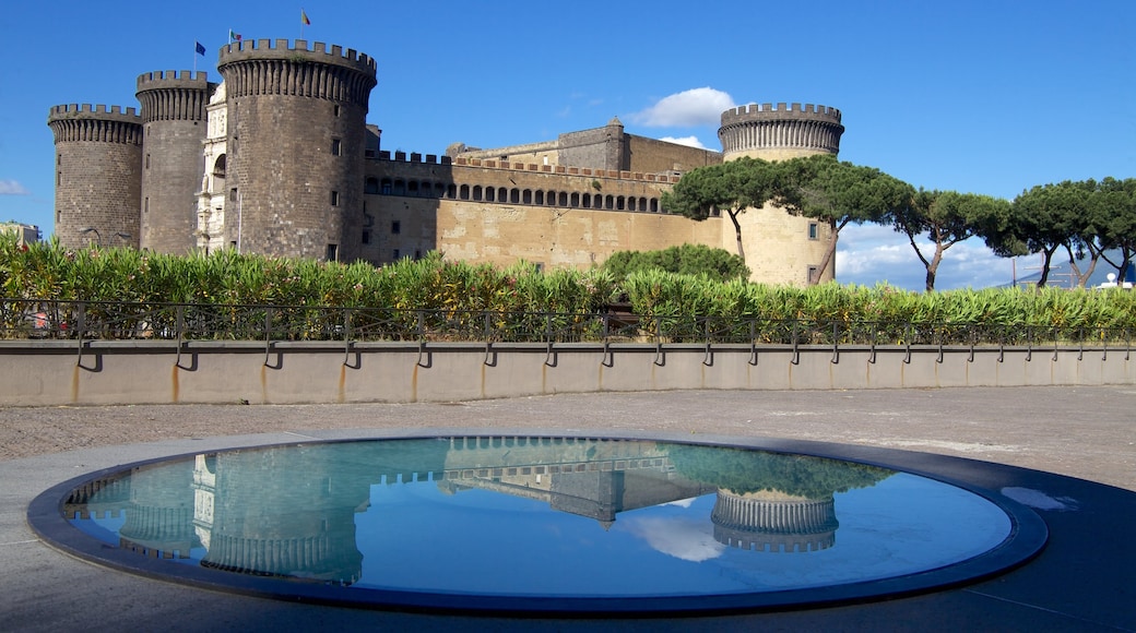 Piazza del Municipio featuring a pond and a castle