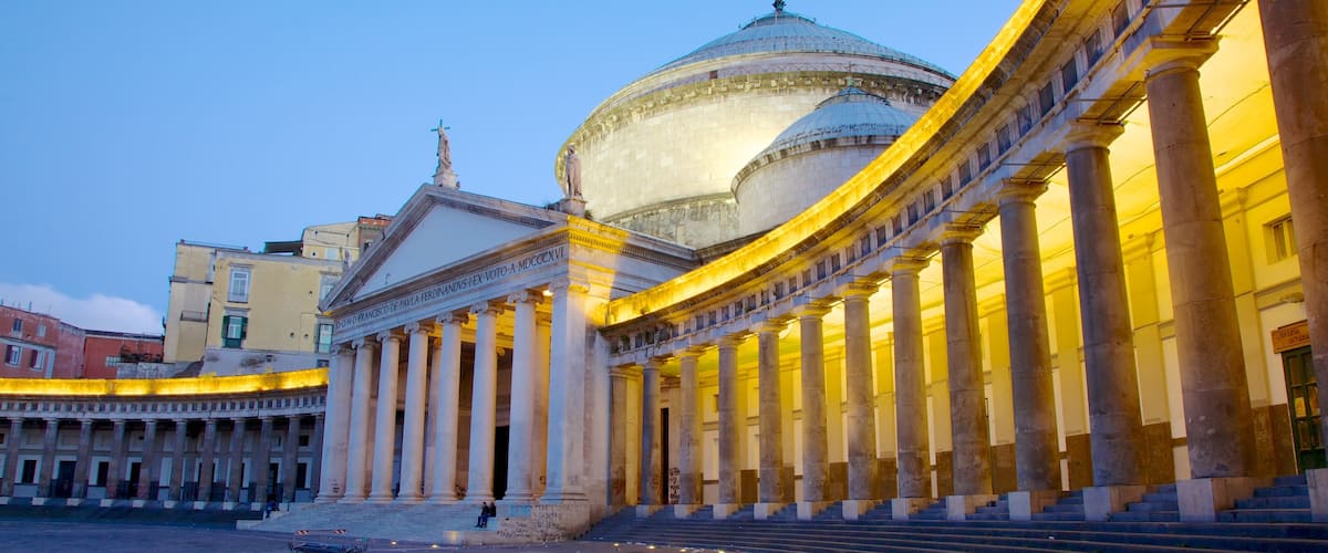 San Francesco di Paola showing a square or plaza, a church or cathedral and night scenes