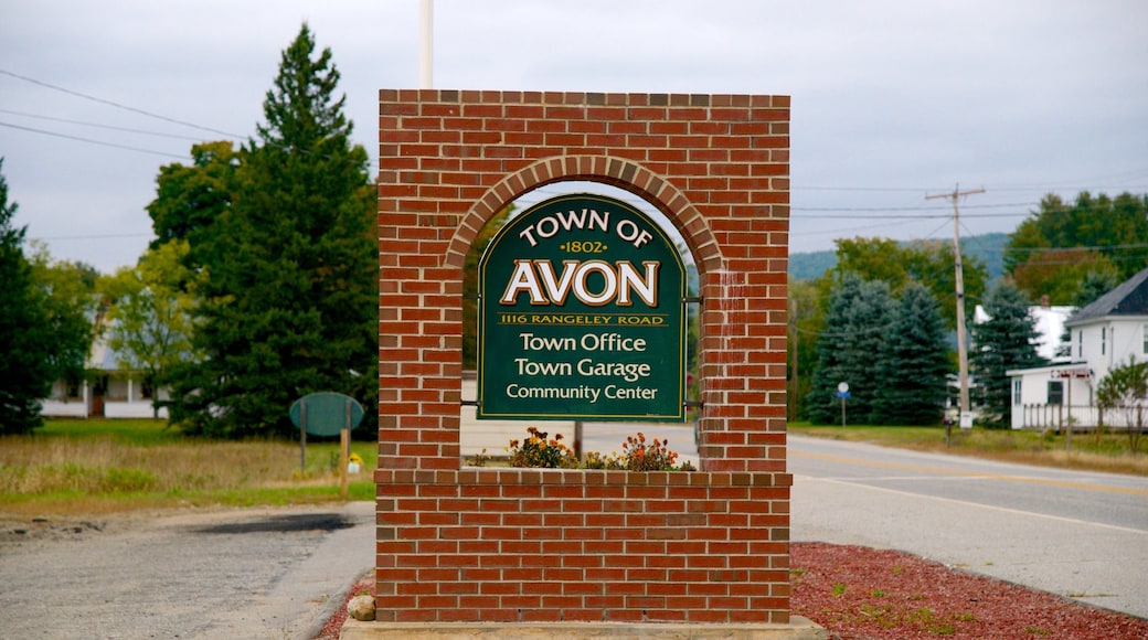 Avon which includes signage and a small town or village