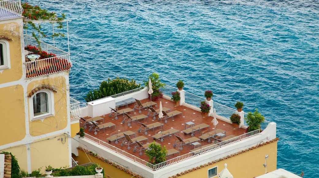 Positano which includes a coastal town, general coastal views and a hotel