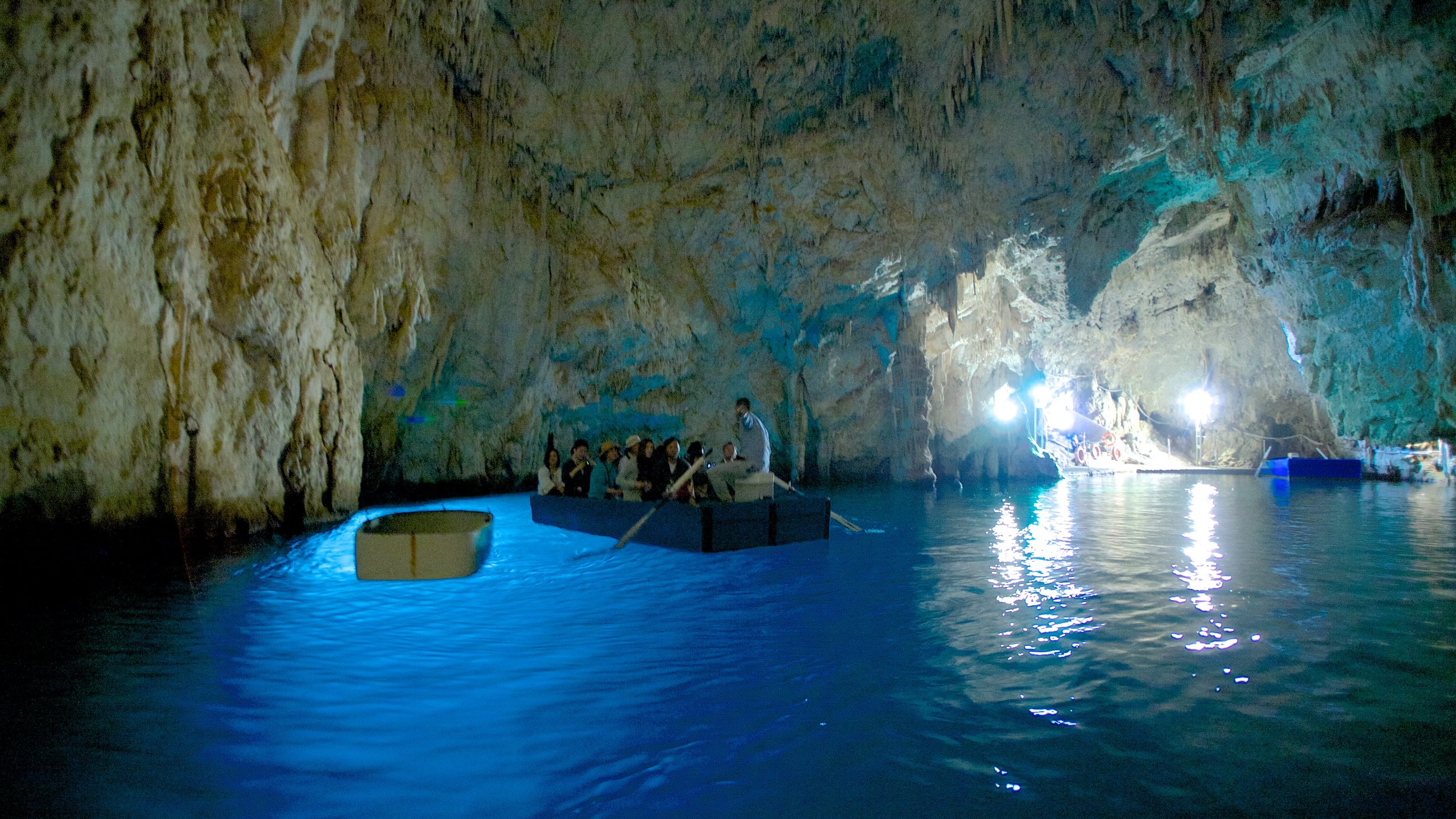 Emerald Grotto featuring interior views, caves and caving