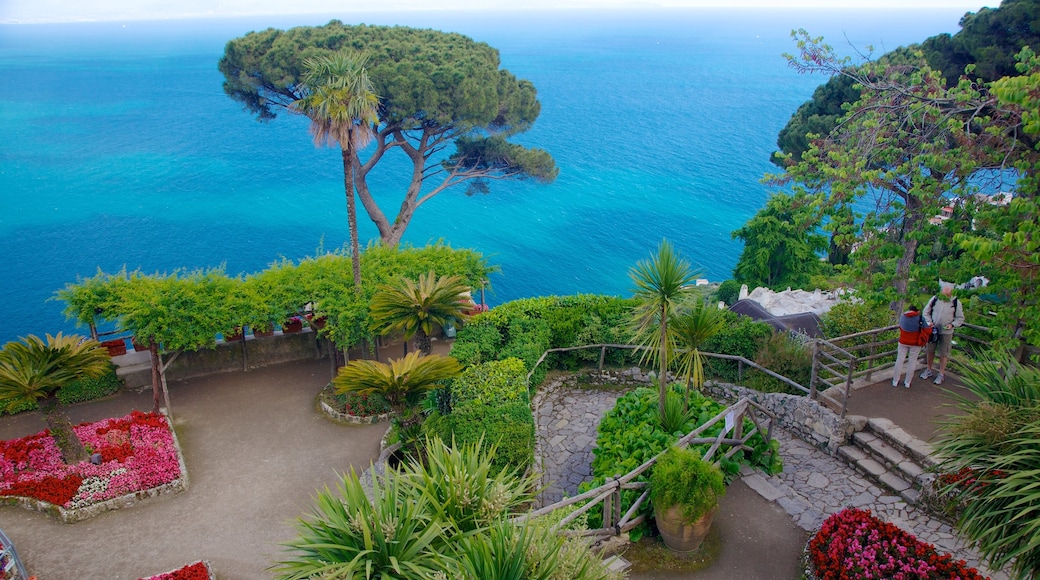 Villa Rufolo showing a garden, general coastal views and flowers