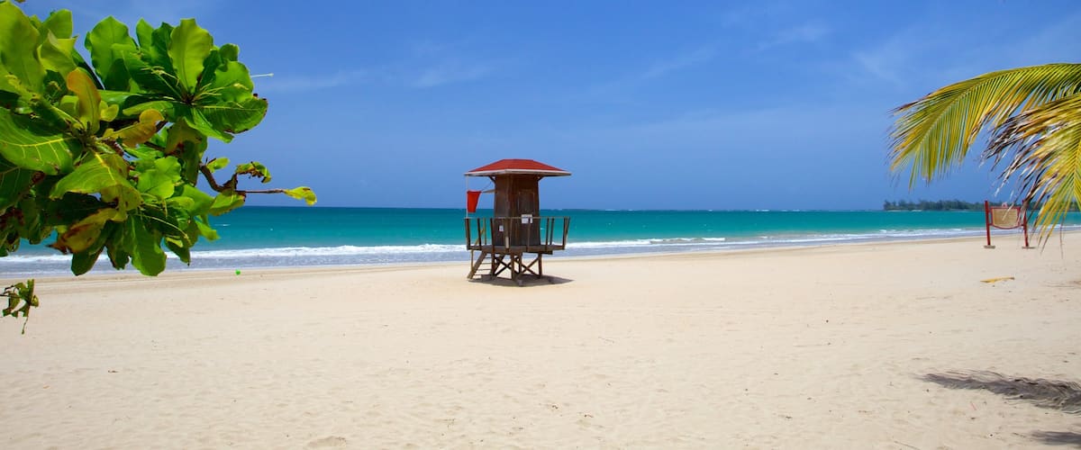 Isla Verde Beach showing a sandy beach and tropical scenes