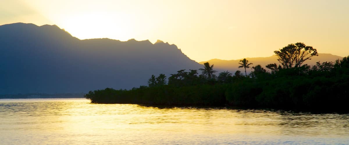 Port Denarau which includes a sunset and general coastal views