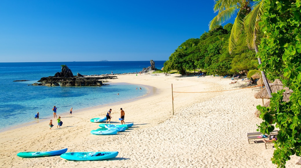 Castaway Island showing tropical scenes, kayaking or canoeing and a sandy beach