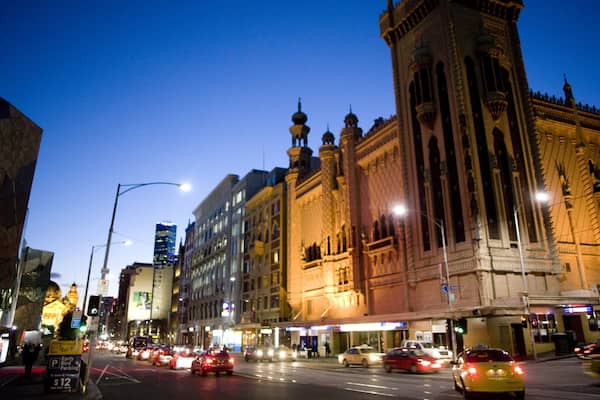Forum Theatre showing a city, street scenes and night scenes