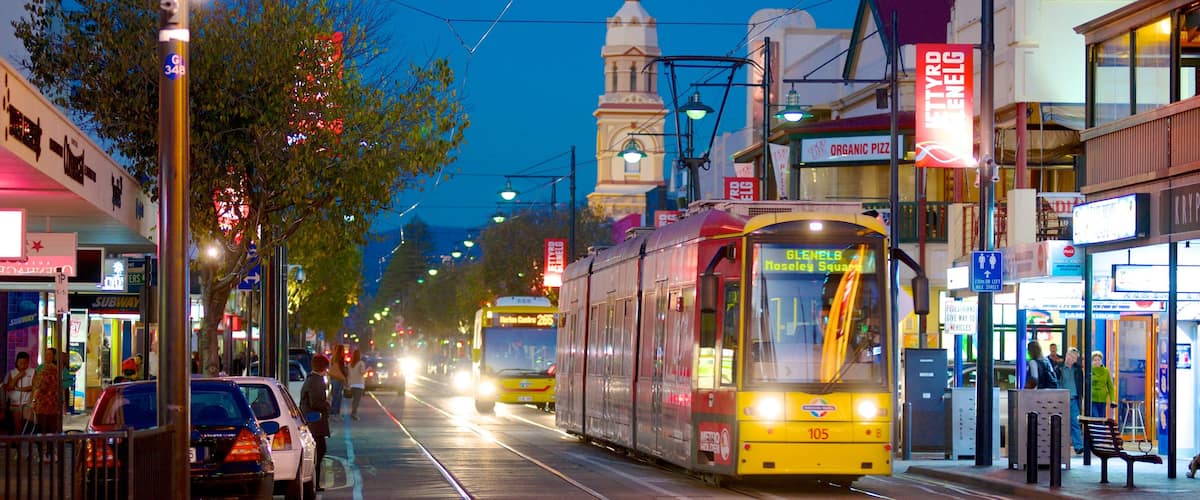 Glenelg Beach featuring street scenes, a city and night scenes