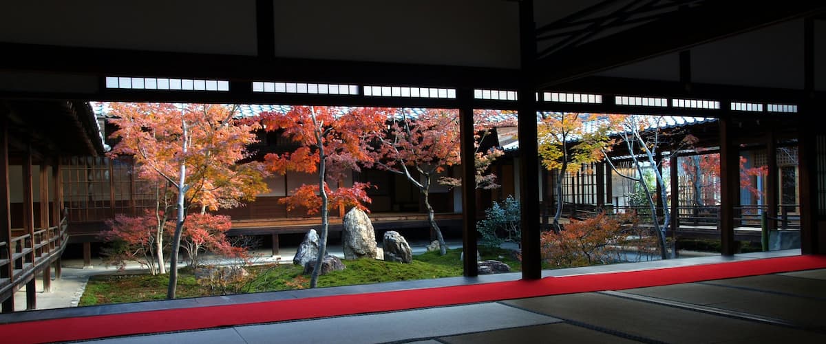 建仁寺 どの含み 屋内の眺め, 秋色 と 宗教名所