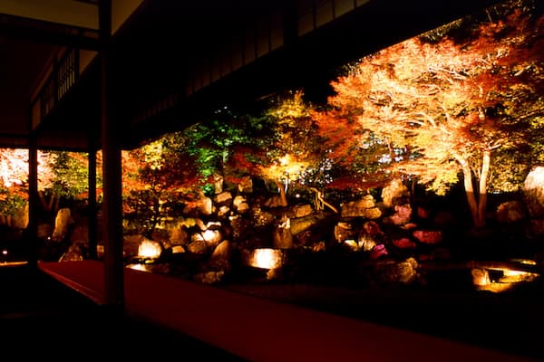 Kyoto das einen bei Nacht, Waldmotive und Tempel oder Andachtsstätte