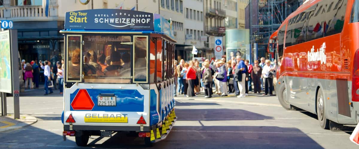 Old Town Lucerne showing vehicle touring, street scenes and a city