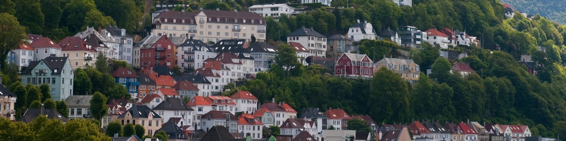 Mt. Floyen featuring mountains and a small town or village