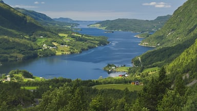 Trondheim som visar berg, landskap och kustutsikter