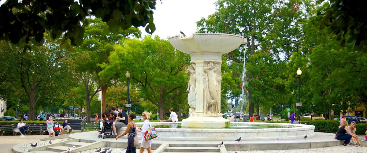 Dupont Circle showing a park, a monument and a fountain