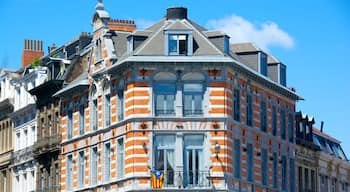 Place du Grand Sablon que incluye una ciudad y arquitectura patrimonial