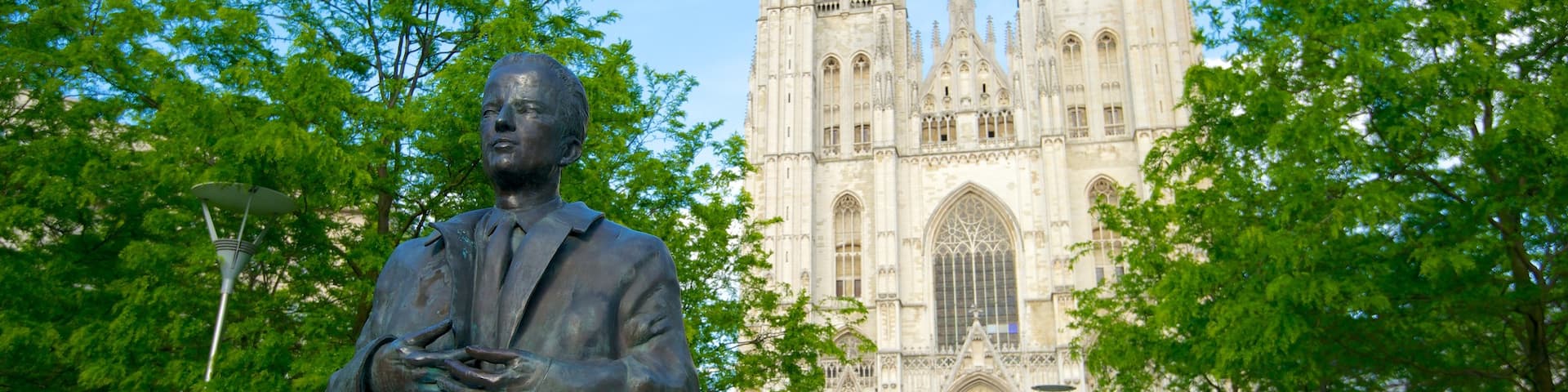 Cathedral of St. Michael which includes a statue or sculpture, religious elements and a city