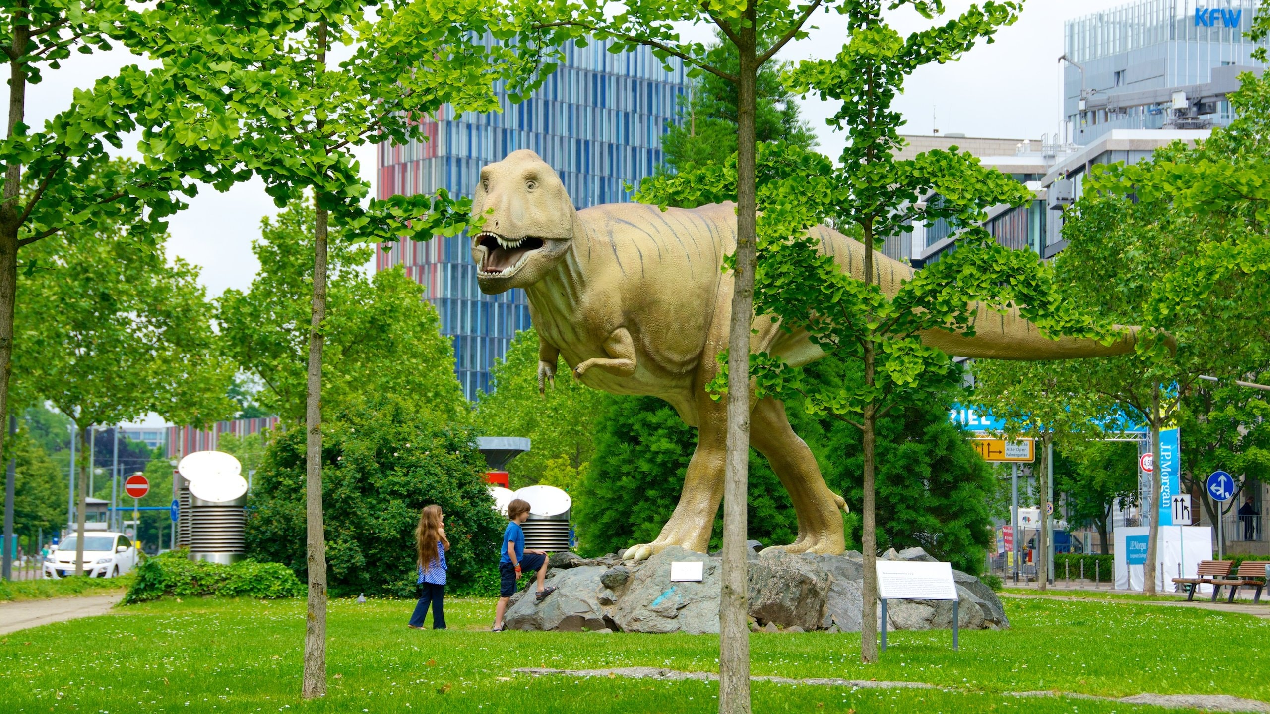 Senckenberg Museum showing a statue or sculpture, a park and a city
