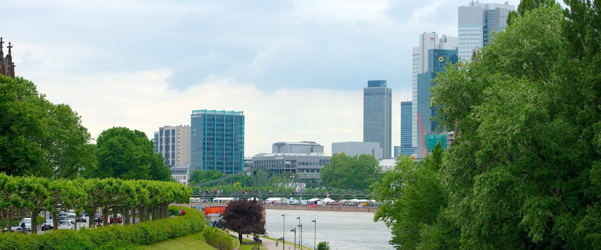 Frankfurt showing a river or creek and a city