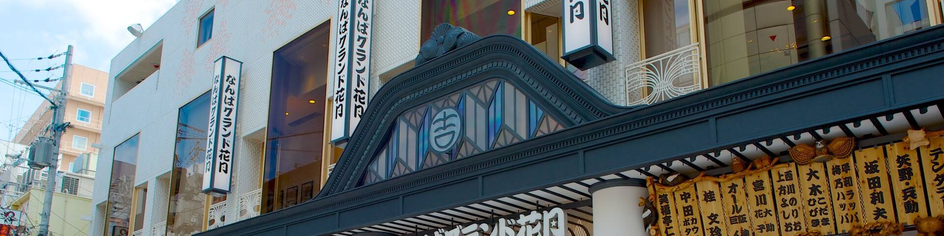 Namba Grand Kagetsu which includes a city, shopping and street scenes