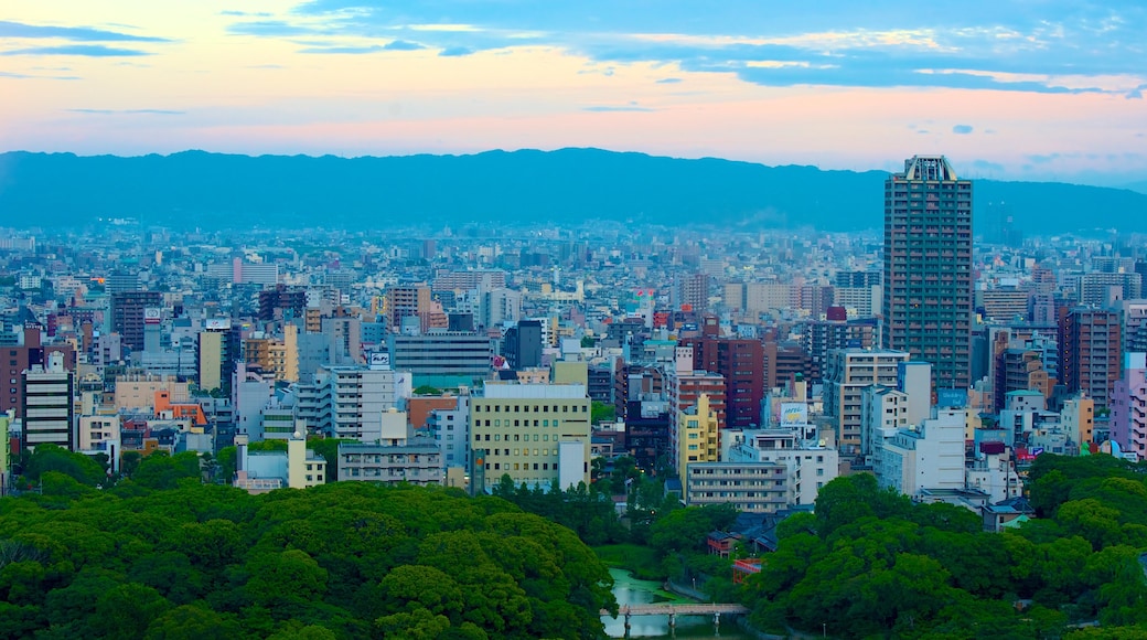 Tsutenkaku Tower which includes a city and landscape views