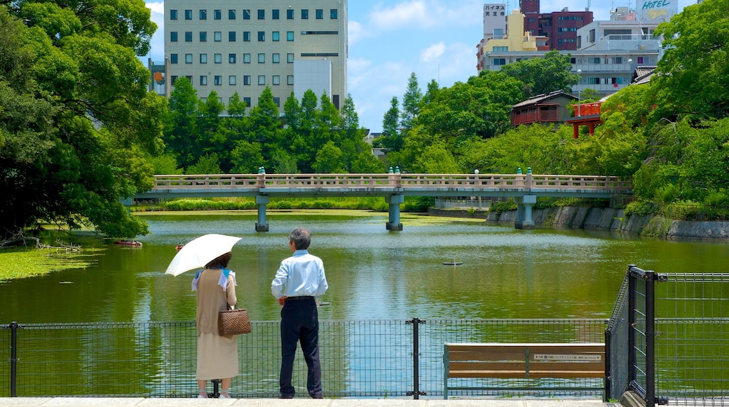 Tennoji Park featuring a bridge, a city and a river or creek