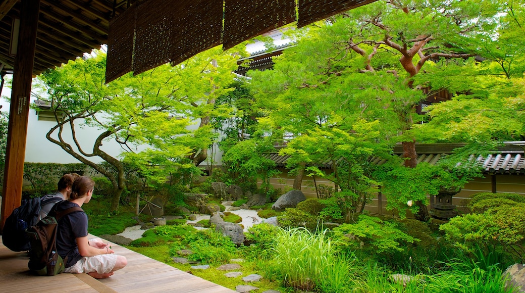 Eikando Temple which includes a temple or place of worship, a garden and religious elements