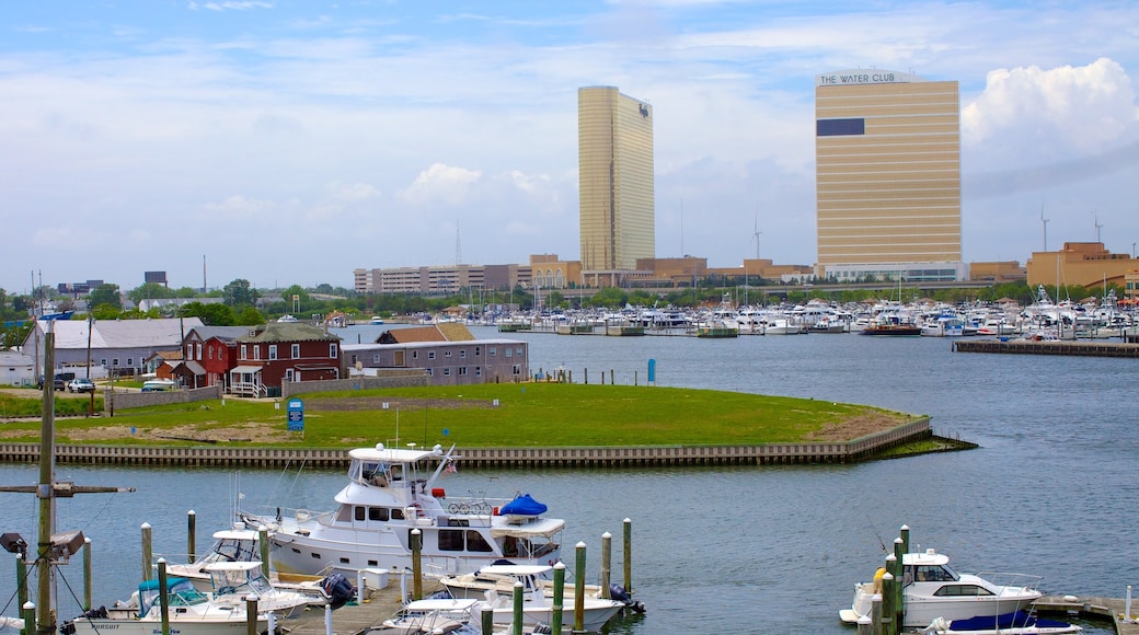 Atlantic City Aquarium showing a coastal town, a marina and boating