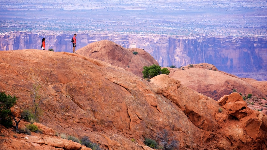 Upheaval Dome showing a gorge or canyon, hiking or walking and landscape views