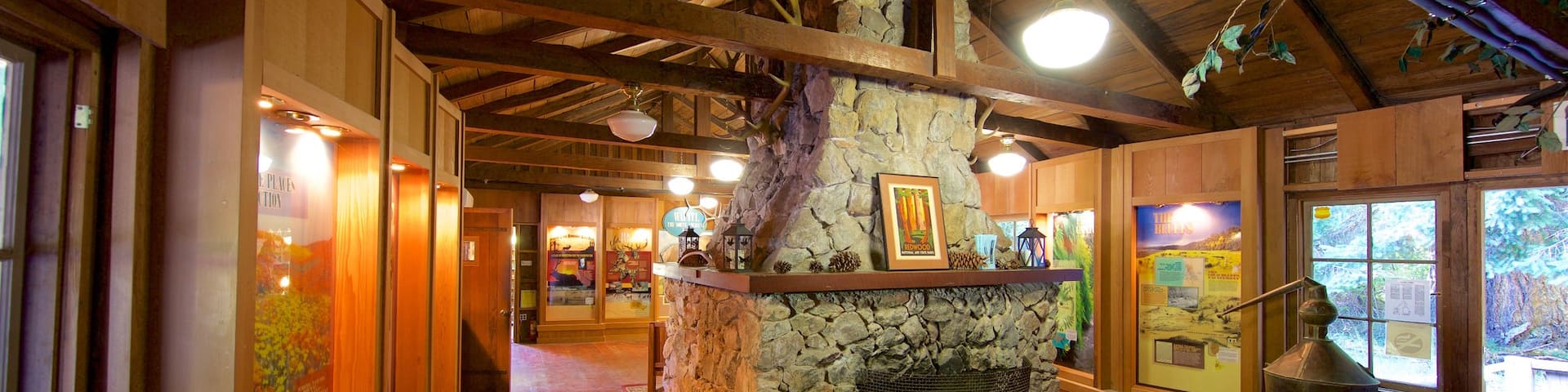 Prairie Creek Visitor Center which includes interior views
