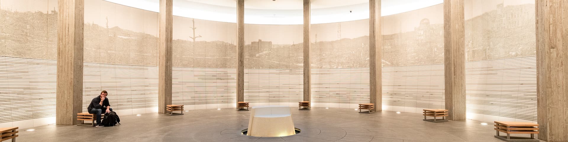 Hiroshima National Peace Memorial Hall for the Atomic Bomb Victims which includes interior views