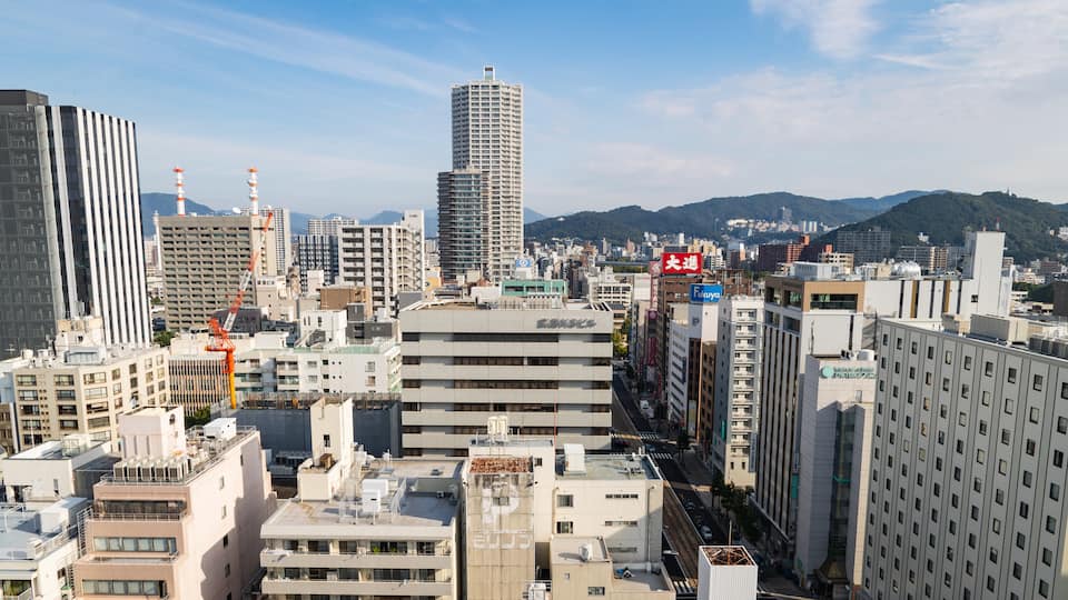 Hiroshima City Centre showing landscape views and a city