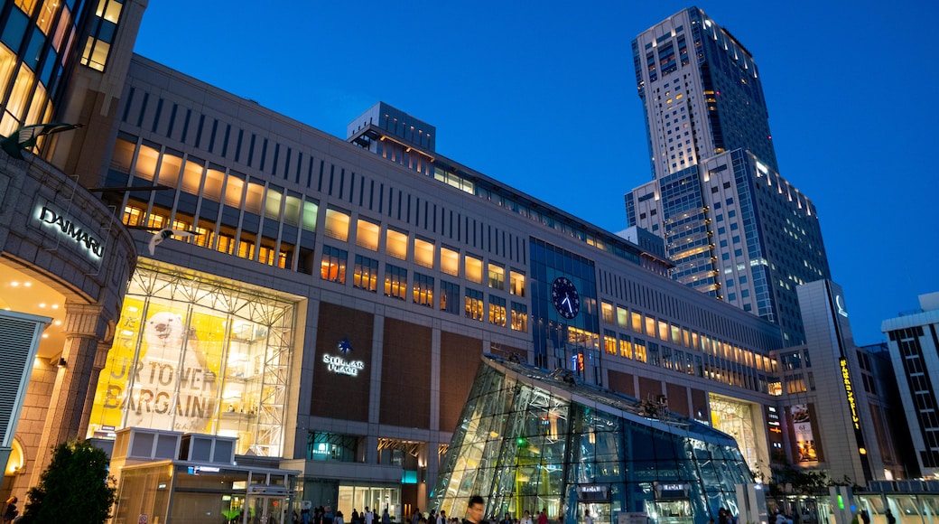 Sapporo JR Tower featuring a city and night scenes