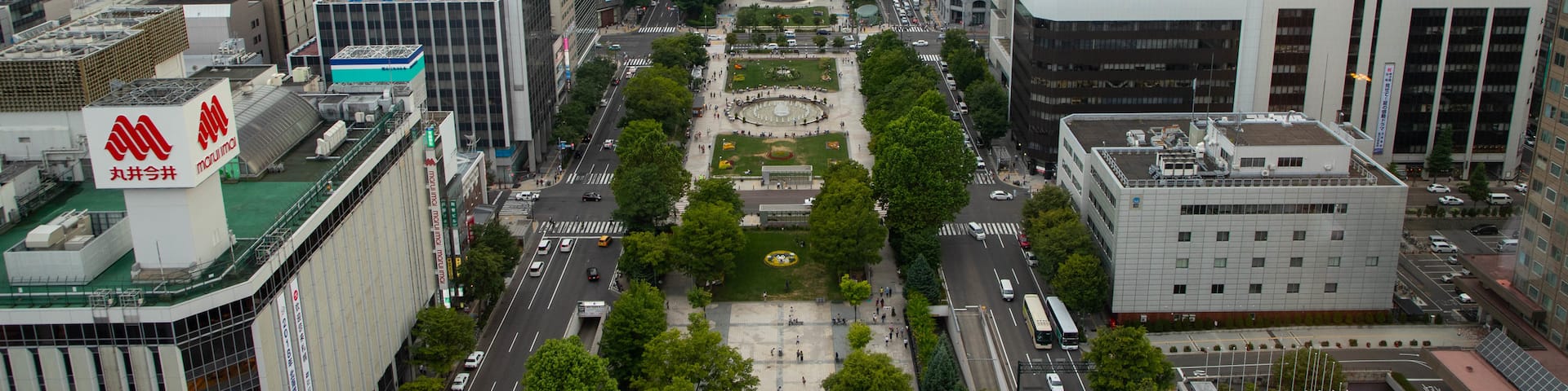 Sapporo TV Tower featuring a city, a sunset and landscape views