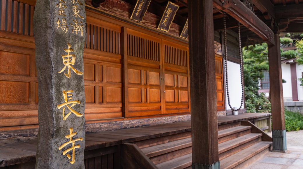 Tochoji Temple showing signage and heritage elements