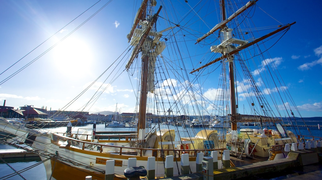 Constitution Dock che include porto turistico, giro in barca e località costiera