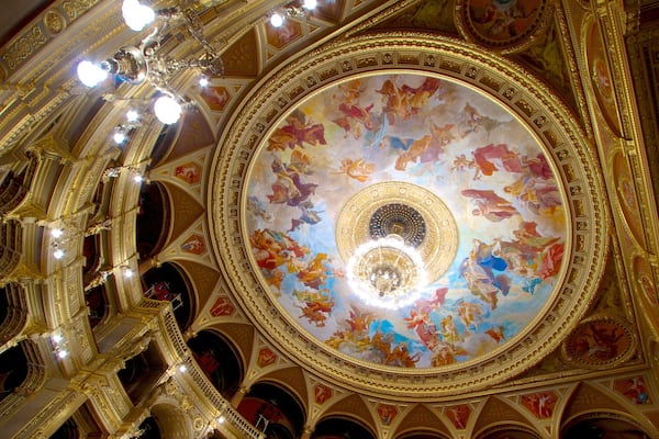 Hungarian State Opera House which includes theatre scenes and interior views