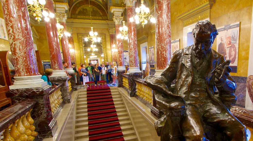 Ópera estatal húngara mostrando vistas interiores y escenas de teatro