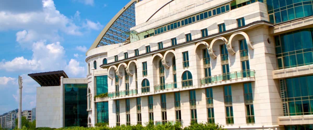 National Theater featuring a square or plaza, theater scenes and a city