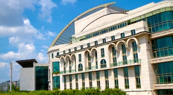 Teatro Nazionale mostrando piazza, teatro e città