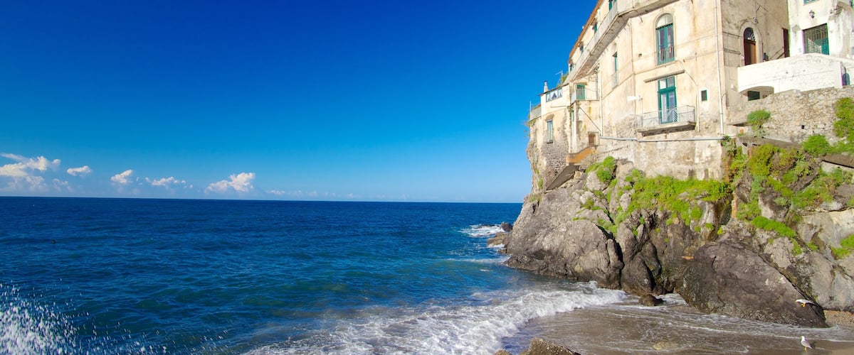 Amalfi Coast featuring rugged coastline and a coastal town