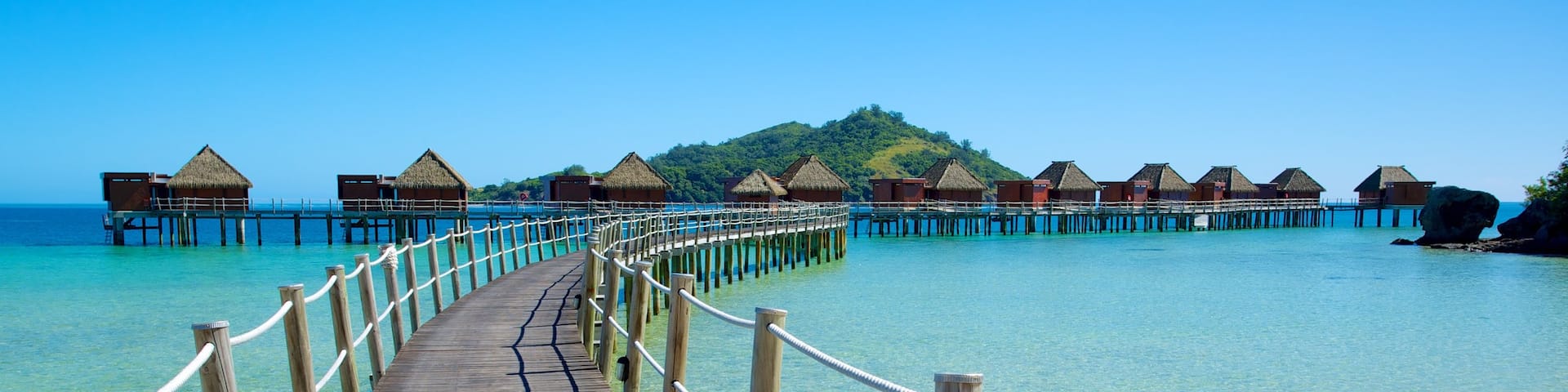Fiji showing a bay or harbor, a sandy beach and island views