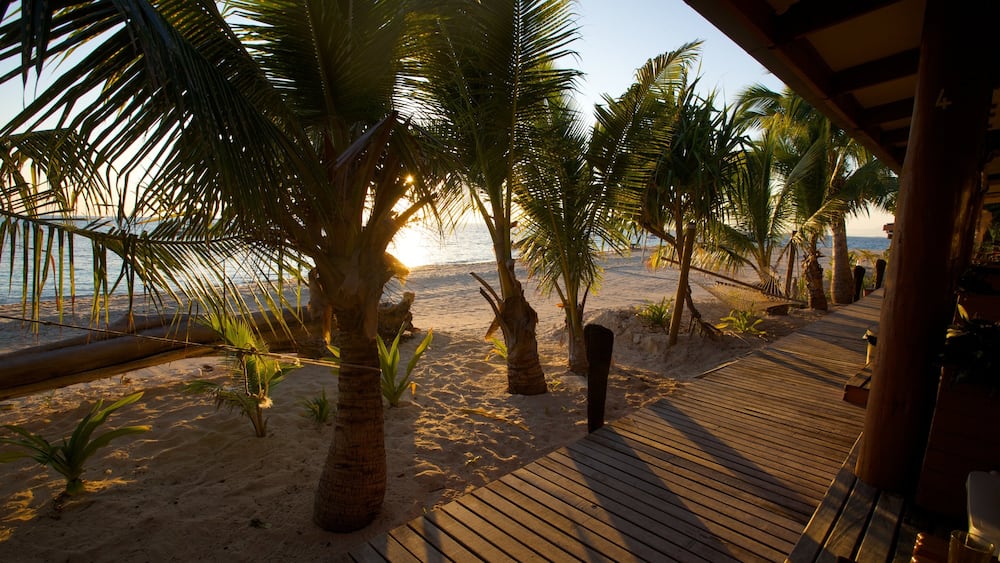 Fidschi welches beinhaltet Landschaften, Sonnenuntergang und tropische Szenerien