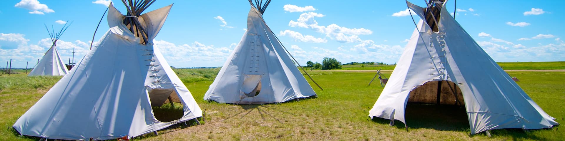 Wanuskewin Heritage Park featuring heritage elements and a park