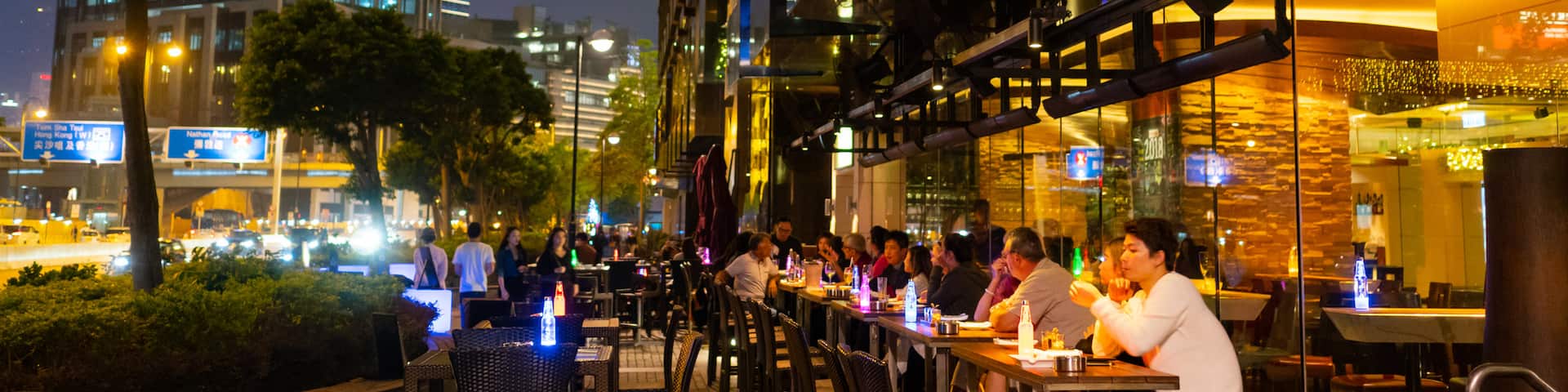 Hong Kong SAR featuring night scenes, a city and outdoor eating
