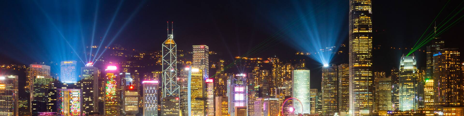 Hong Kong SAR showing a city, night scenes and landscape views